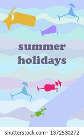 Summer card with cocktails. Beach holiday. Vector background.