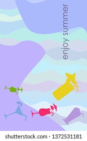 Summer card with cocktails. Beach holiday. Vector background.