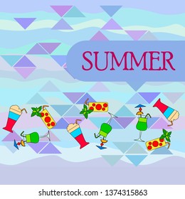 Summer card with cocktails. Beach holiday. Vector background.