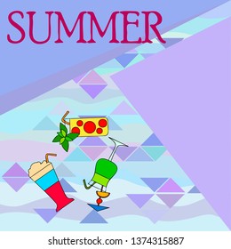 Summer card with cocktails. Beach holiday. Vector background.