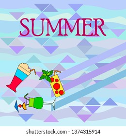 Summer card with cocktails. Beach holiday. Vector background.