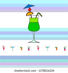 Summer card with cocktails. Beach holiday. Vector background.