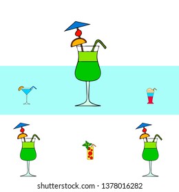 Summer card with cocktails. Beach holiday. Vector background.