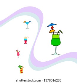 Summer card with cocktails. Beach holiday. Vector background.