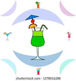 Summer card with cocktails. Beach holiday. Vector background.