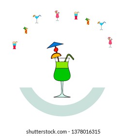 Summer card with cocktails. Beach holiday. Vector background.