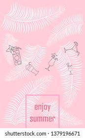 Summer card with cocktails. Beach holiday. Vector background.