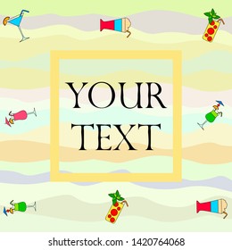 Summer card with cocktails. Beach holiday. Vector background.
