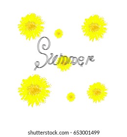 summer card, dandelions