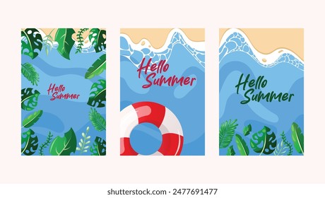 summer card design with beach background