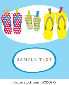 Summer card with family flip-flops . Vector illustration.