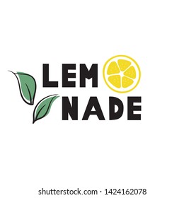 Summer card of hand drawn lemon fruit and text – Lemonade. Lettering quote. Creative tropical graphic design. Vector illustration.