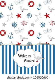 Summer card with nautical elements