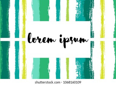 Summer Card, Party Invitation, Tag, Memory Card Design. Hand Painted Sailor Stripes with Lettering Quote Text. Holiday, Travelling, Adventure Mood, Ads Design, Sale, Offer, Discount Summer Card or Tag