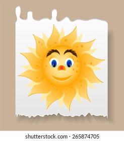 Summer card - piece of paper with sun