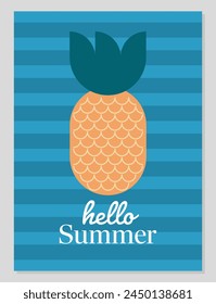 Summer card or poster concept in flat design. Pineapple vector illustration in geometric style.
