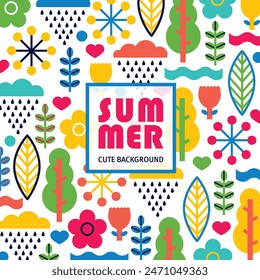 Summer card in scandinavian style. Can be used in textile industry, paper, background, scrapbooking.