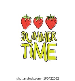 summer card with strawberry