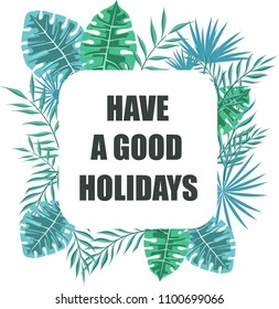 Summer card. Template with leaves