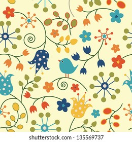 Summer card. Vector illustration with a bird.
