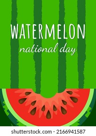 Summer card with watermelon. Summer watermelon background with calligraphic design elements. Summer poster, vector illustration.