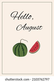 Sommerkarte mit Wassermelone. Einfache Vektorgrafik.
