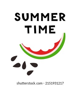 Summer Card Watermelon Slice. Sommerfrüchte- und Beerenkonzept. Vektorgrafik für Webdesign, Geschenkkarten, Banner, Werbung, Promotion.