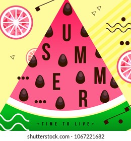 Summer cards. Beautiful summer posters with watermelon. Bright banner. Trendy texture. Journal cards. vector summer banner.