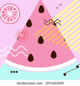 Summer cards. Beautiful summer posters with watermelon. Trendy texture. Journal cards. vector summer background.