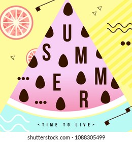 Summer cards. Beautiful summer posters with watermelon. Punchy pastel. Trendy texture. Journal cards. vector summer banner.