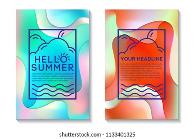 Summer Cards With Bright Gradient Background. Abstract Design Cards Perfect For Poster, Prints, Flyers, Banners, Invitations And Special Offer.