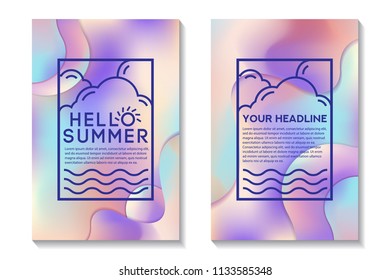 Summer Cards With Bright Gradient Background. Abstract Design Cards Perfect For Poster, Prints, Flyers, Banners, Invitations And Special Offer.