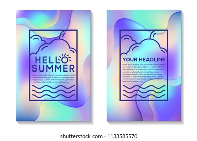Summer Cards With Bright Gradient Background. Abstract Design Cards Perfect For Poster, Prints, Flyers, Banners, Invitations And Special Offer.