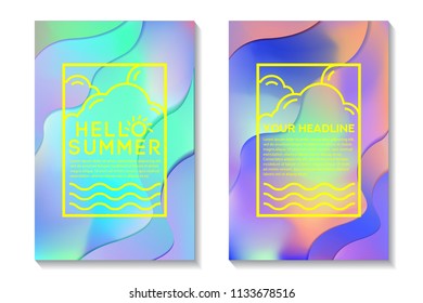 Summer Cards With Bright Gradient Background. Abstract Design Cards Perfect For Poster, Prints, Flyers, Banners, Invitations And Special Offer.