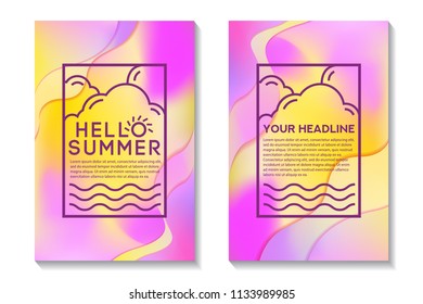 Summer Cards With Bright Gradient Background. Abstract Design Cards Perfect For Poster, Prints, Flyers, Banners, Invitations And Special Offer.
