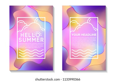 Summer Cards With Bright Gradient Background. Abstract Design Cards Perfect For Poster, Prints, Flyers, Banners, Invitations And Special Offer.