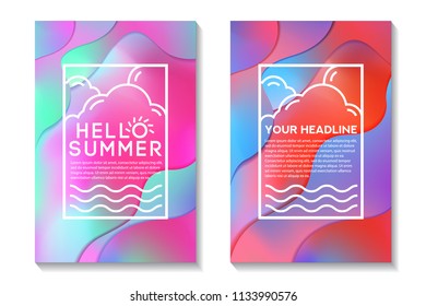 Summer Cards With Bright Gradient Background. Abstract Design Cards Perfect For Poster, Prints, Flyers, Banners, Invitations And Special Offer.