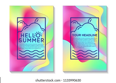 Summer Cards With Bright Gradient Background. Abstract Design Cards Perfect For Poster, Prints, Flyers, Banners, Invitations And Special Offer.