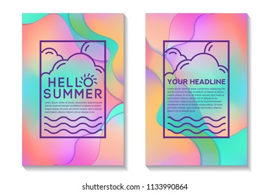 Summer Cards With Bright Gradient Background. Abstract Design Cards Perfect For Poster, Prints, Flyers, Banners, Invitations And Special Offer.