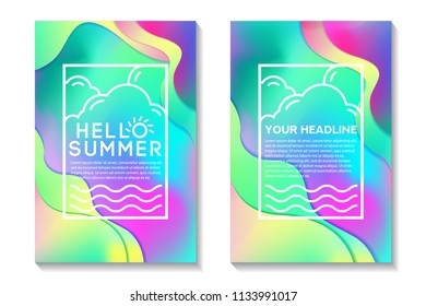 Summer Cards With Bright Gradient Background. Abstract Design Cards Perfect For Poster, Prints, Flyers, Banners, Invitations And Special Offer.