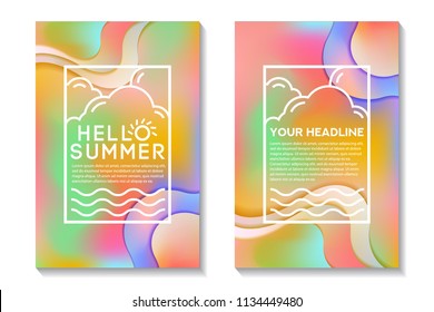 Summer Cards With Bright Gradient Background. Abstract Design Cards Perfect For Poster, Prints, Flyers, Banners, Invitations And Special Offer.