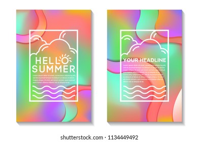 Summer Cards With Bright Gradient Background. Abstract Design Cards Perfect For Poster, Prints, Flyers, Banners, Invitations And Special Offer.