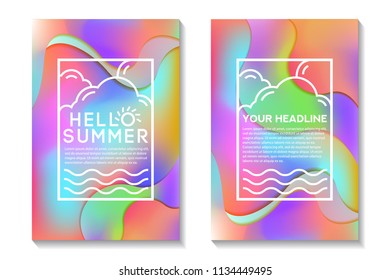 Summer Cards With Bright Gradient Background. Abstract Design Cards Perfect For Poster, Prints, Flyers, Banners, Invitations And Special Offer.