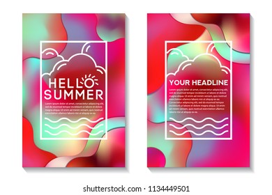 Summer Cards With Bright Gradient Background. Abstract Design Cards Perfect For Poster, Prints, Flyers, Banners, Invitations And Special Offer.