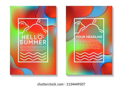 Summer Cards With Bright Gradient Background. Abstract Design Cards Perfect For Poster, Prints, Flyers, Banners, Invitations And Special Offer.