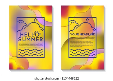 Summer Cards With Bright Gradient Background. Abstract Design Cards Perfect For Poster, Prints, Flyers, Banners, Invitations And Special Offer.