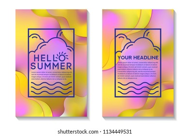 Summer Cards With Bright Gradient Background. Abstract Design Cards Perfect For Poster, Prints, Flyers, Banners, Invitations And Special Offer.