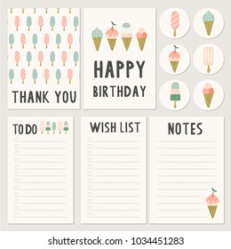 Summer cards and to do list. Stationery template