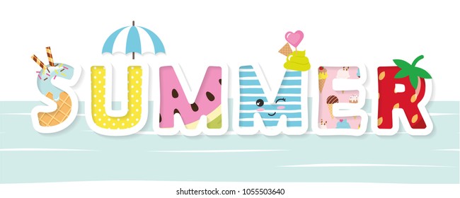 Summer cartoon decorative poster. Vector illustration