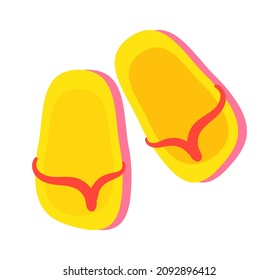 Summer cartoon flip flops on white background. Footwear slipper, shoes sandal, beachwear vector illustration